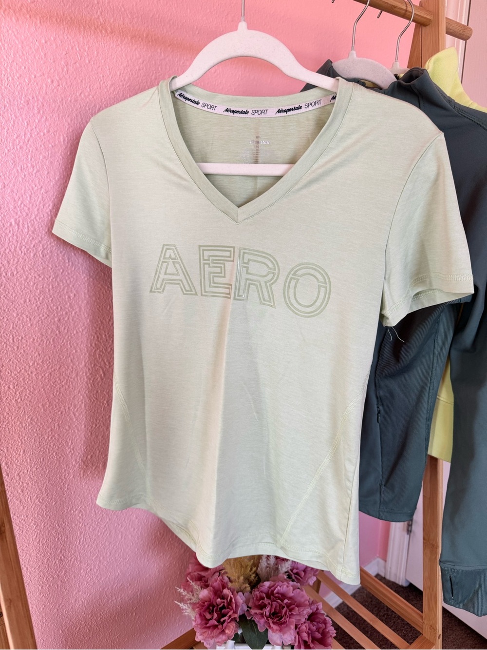 Aeropostale Mint Green V-Neck AERO Logo Tee - Women's